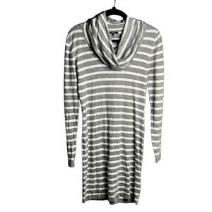 Tart Gray White Striped Cowl Neck Sweater Dress Small